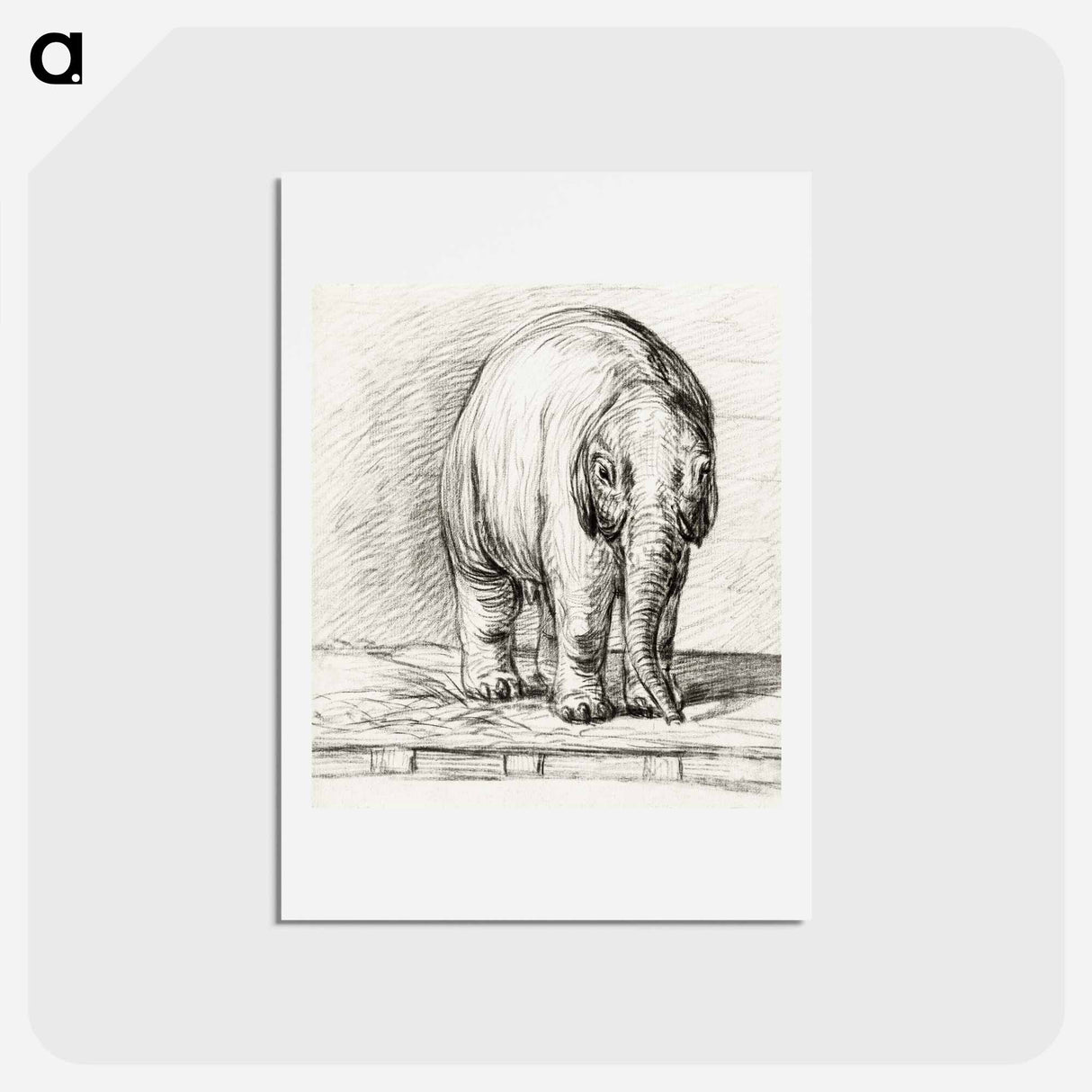 アートポストカード-Standing elephant - ジャン ベルナール Postcard.
