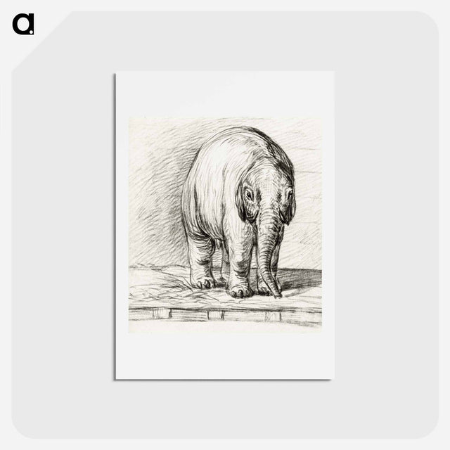 アートポストカード-Standing elephant - ジャン ベルナール Postcard.