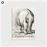 アートポストカード-Standing elephant - ジャン ベルナール Postcard.