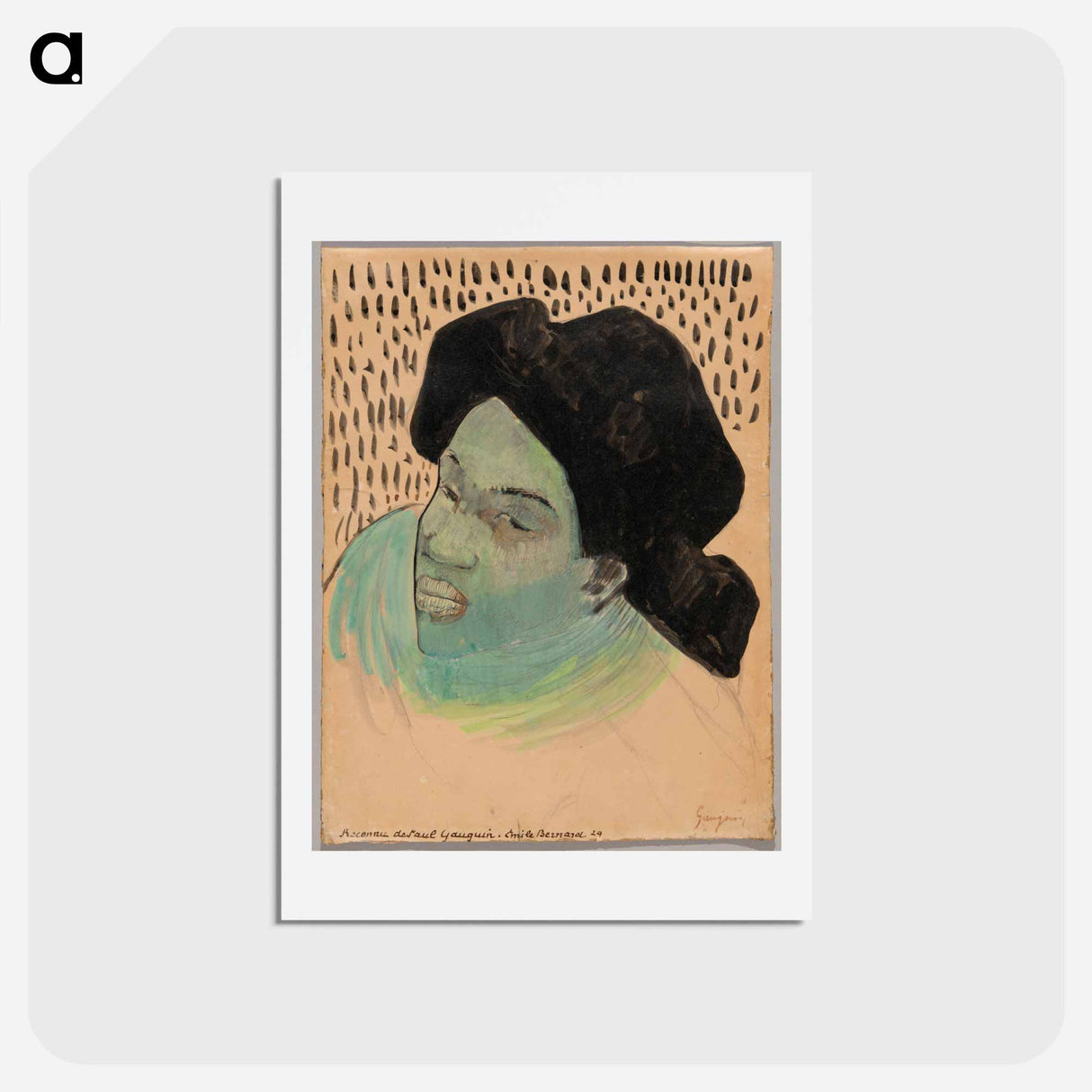 アートポストカード-Head of a Tahitian Woman - ポール ゴーギャン Postcard.