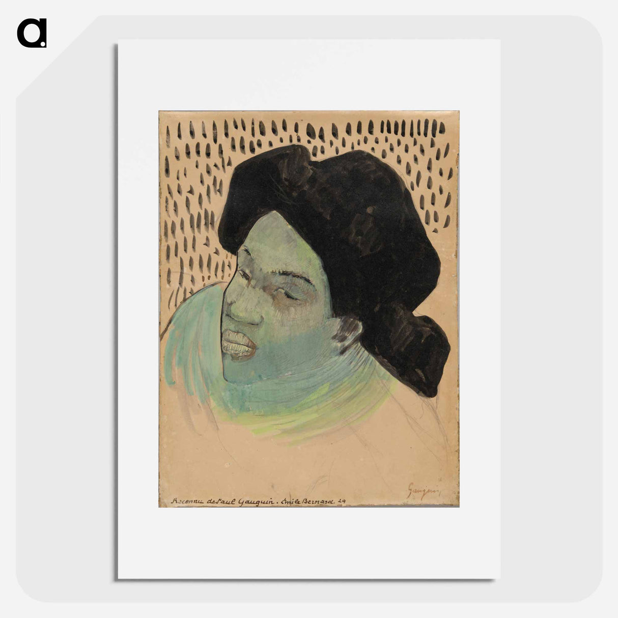 アートポスター-Head of a Tahitian Woman - ポール ゴーギャン Poster.