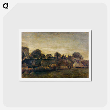 アートポストカード-Farming Village at Twilight - フィンセント ファン ゴッホ Postcard.