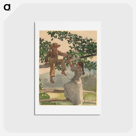 アートポストカード-On the Fence - ウィンスロー ホーマー Postcard.