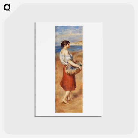 アートポストカード-Girl with Basket of Fish - ピエール オーギュスト ルノワール Postcard.