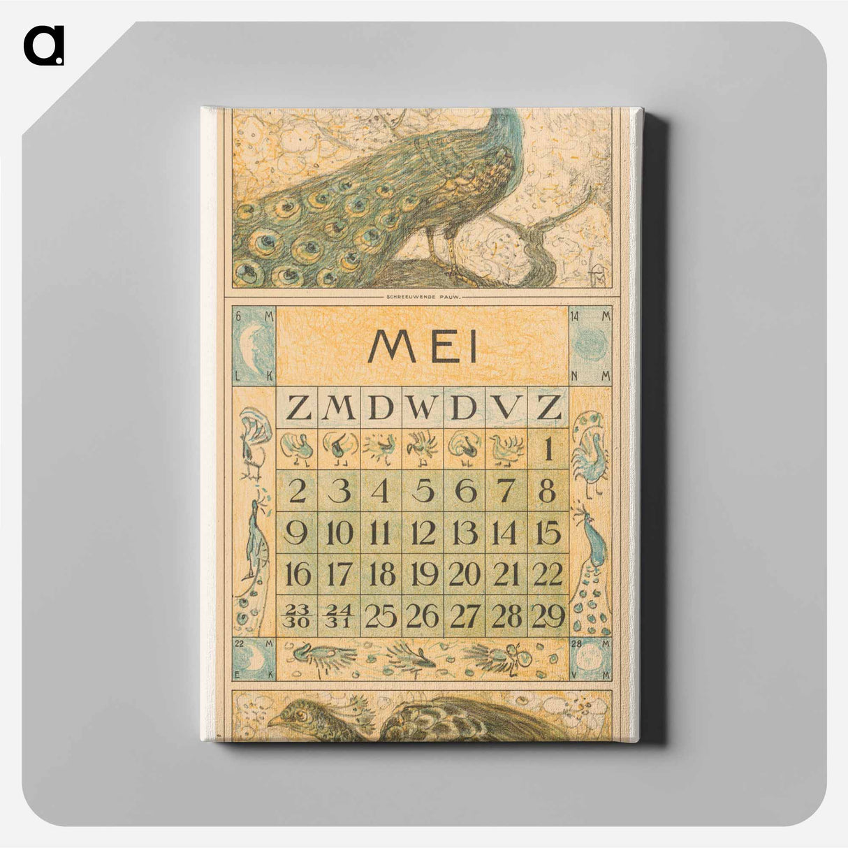 Kalenderblad mei met pauw - テオ ヴァン ホイテマ Canvas.