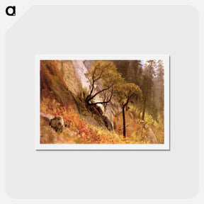 アートポストカード-Landscape Study. Yosemite, California - アルバート ビアスタット Postcard.