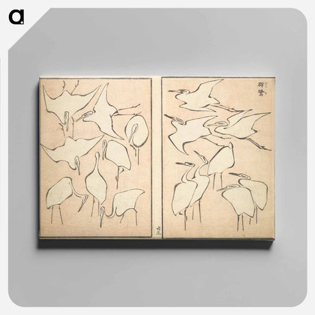 アートパネル-Transmitting the Spirit, Revealing Form of Things: Picture Album of Drawings at One Stroke - 葛飾 北斎 Canvas.