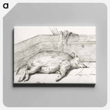 アートパネル-Lying pig, in the corner of a loft - ジャン ベルナール Canvas.