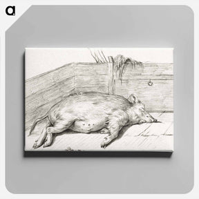 アートパネル-Lying pig, in the corner of a loft - ジャン ベルナール Canvas.