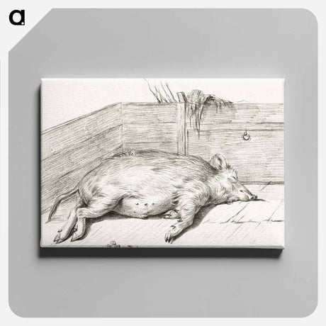 アートパネル-Lying pig, in the corner of a loft - ジャン ベルナール Canvas.