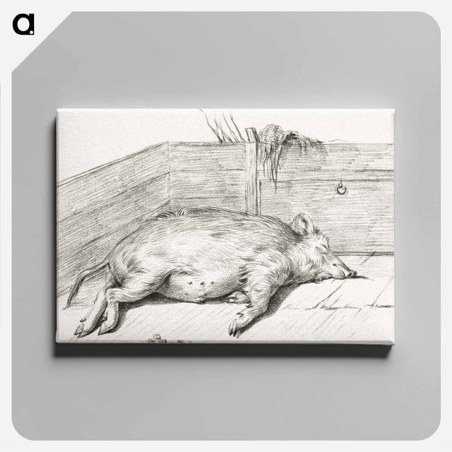 アートパネル-Lying pig, in the corner of a loft - ジャン ベルナール Canvas.