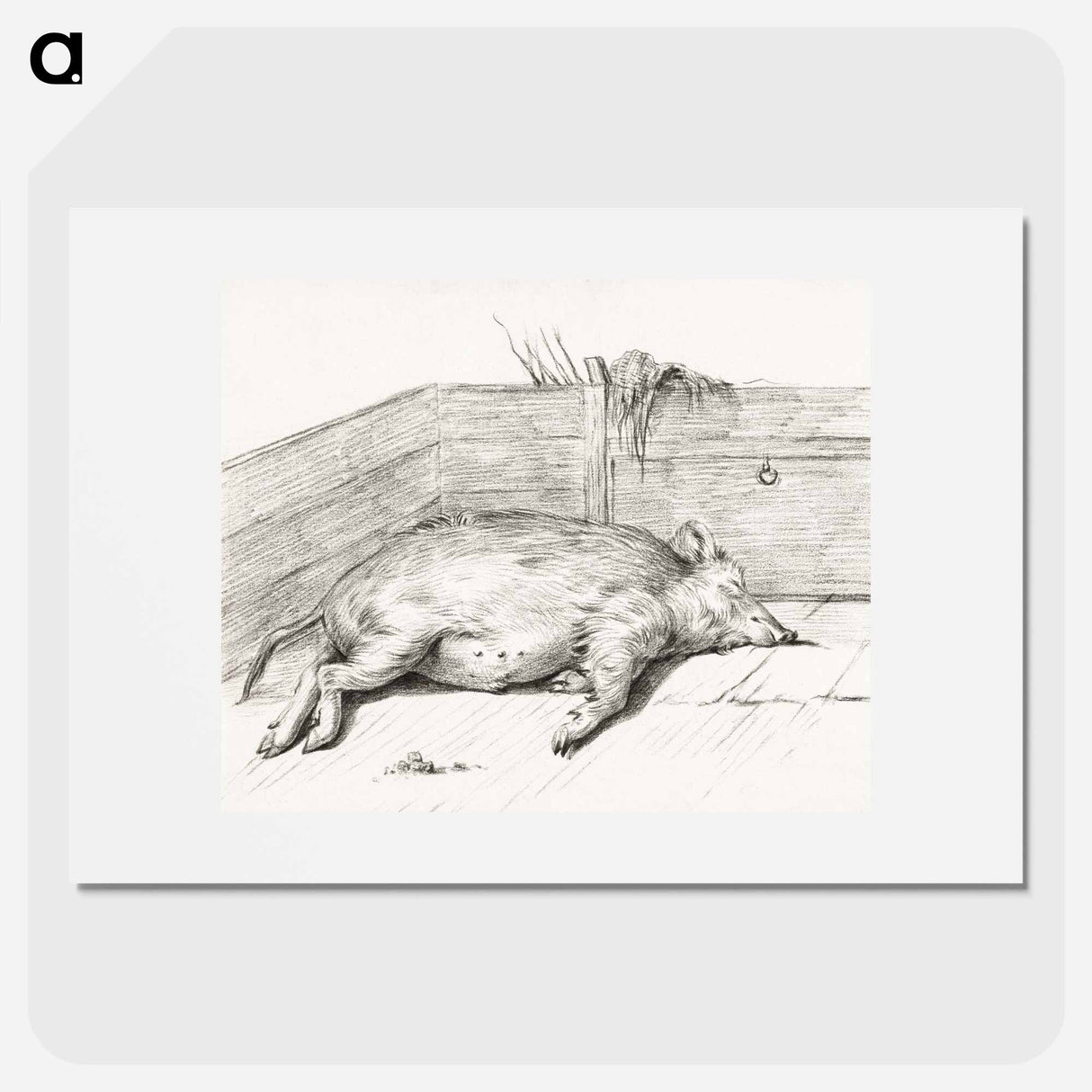 Lying pig, in the corner of a loft - ジャン ベルナール Poster.
