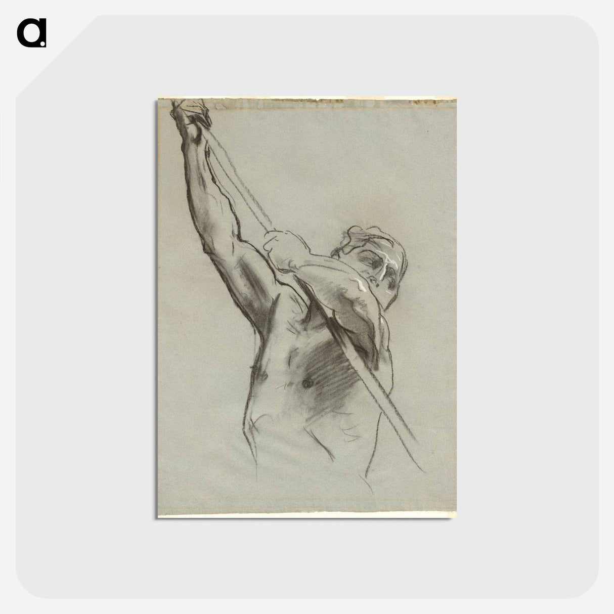 アートポストカード-Male Torso with Pole - ジョン シンガー サージェント Postcard.
