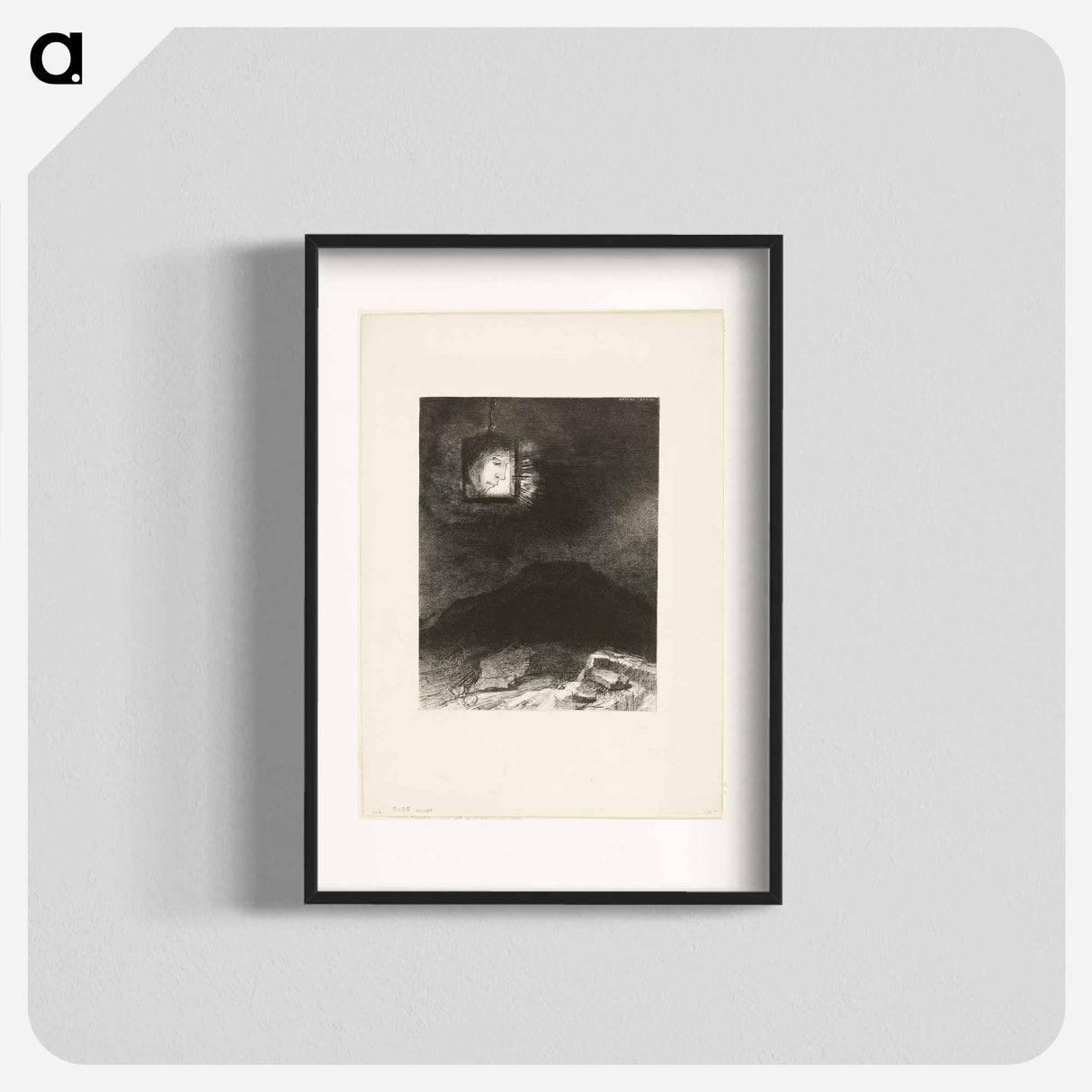 Precarious Glimmering, a Head Suspended from Infinity - オディロン ルドン Poster.