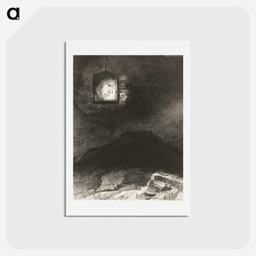 アートポストカード-Precarious Glimmering, a Head Suspended from Infinity - オディロン ルドン Postcard.