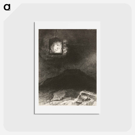 アートポストカード-Precarious Glimmering, a Head Suspended from Infinity - オディロン ルドン Postcard.