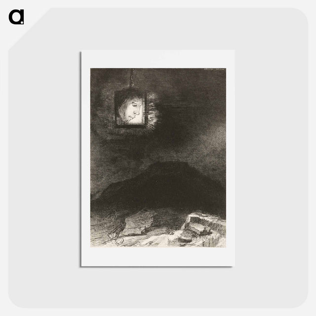 アートポストカード-Precarious Glimmering, a Head Suspended from Infinity - オディロン ルドン Postcard.