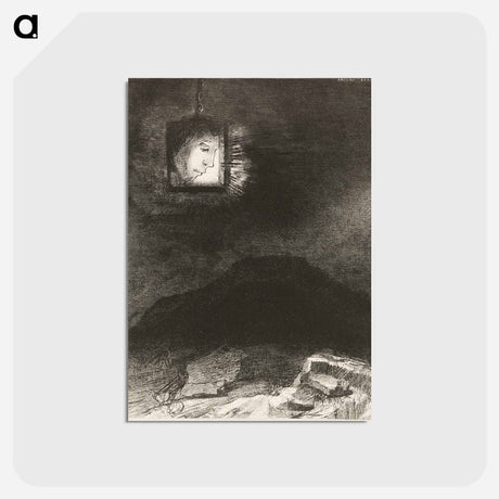 アートポストカード-Precarious Glimmering, a Head Suspended from Infinity - オディロン ルドン Postcard.