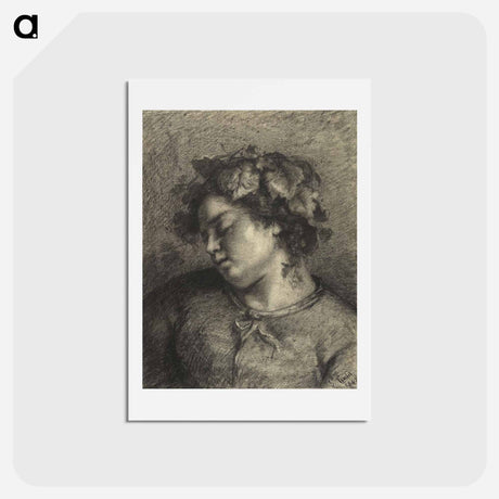 アートポストカード-Head of a Sleeping Bacchante - ギュスターヴ クールベ Postcard.