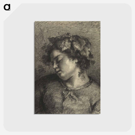 アートポストカード-Head of a Sleeping Bacchante - ギュスターヴ クールベ Postcard.