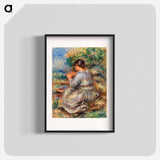 Girl Seated in a Landscape - Pierre-Auguste Renoir Poster.