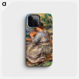 Girl Seated in a Landscape - Pierre Auguste Renoir Phone Case.