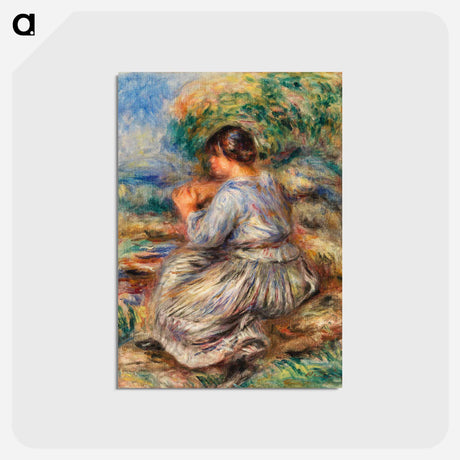 アートポストカード-Girl Seated in a Landscape - ピエール オーギュスト ルノワール Postcard.