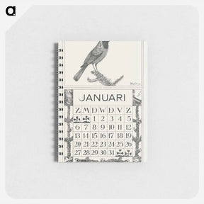 アートメモ帳-Kalenderblad januari met gekraagde roodstaart - テオ ヴァン ホイテマ Memo.