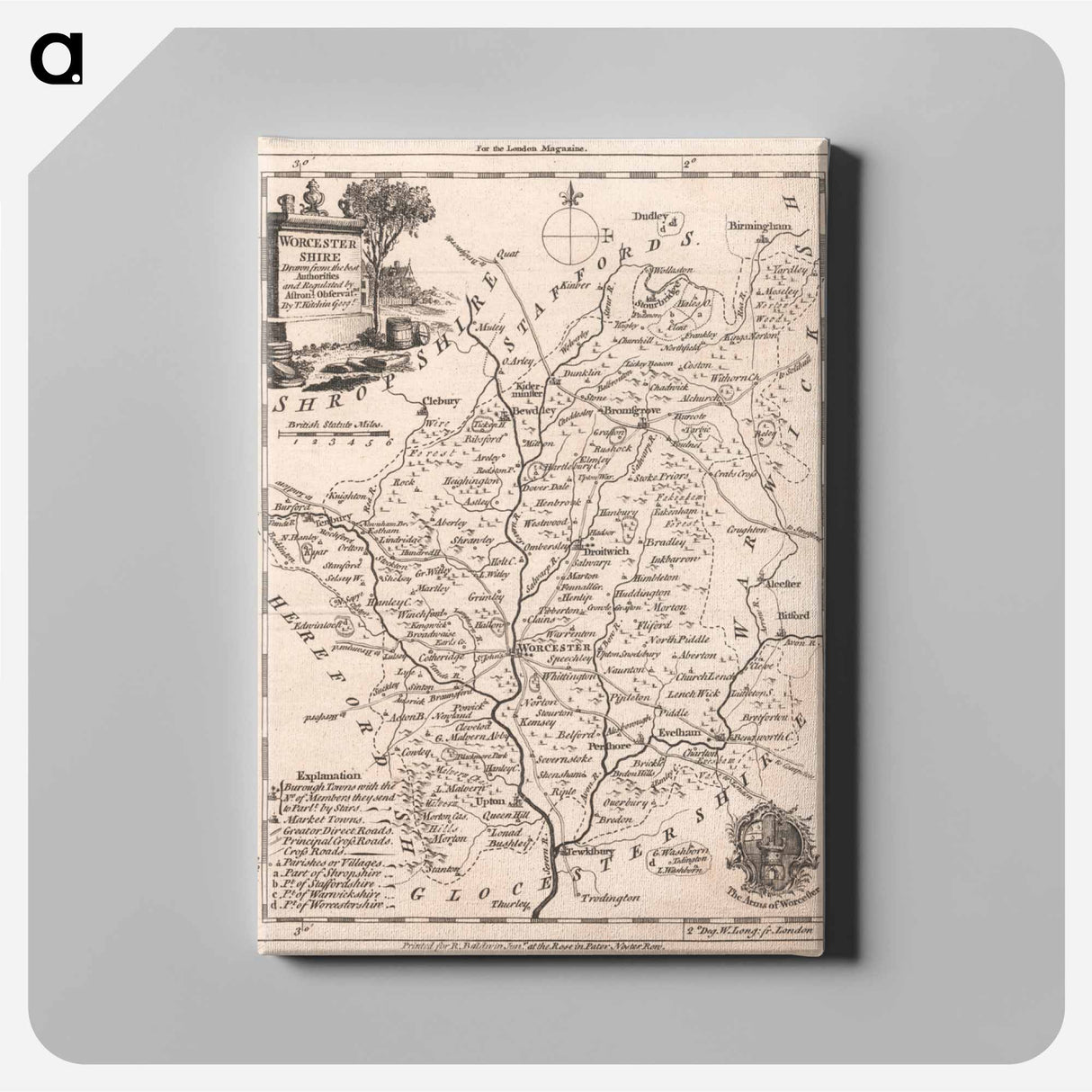 アートパネル-Map of Westcestershire from the 'London Magazine'
 - イェール大学アートギャラリー Canvas.