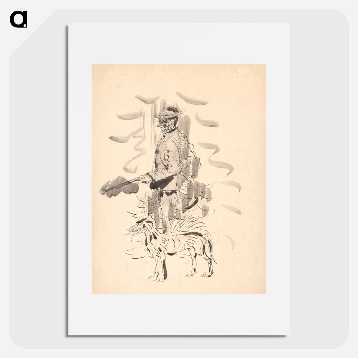 Hunter with a dog - アーノルド ピーター ワイズ クビンチャン Poster.