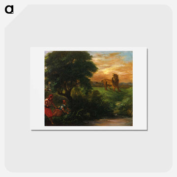 The Lion Hunt - ウジェーヌ ドラクロワ Postcard.
