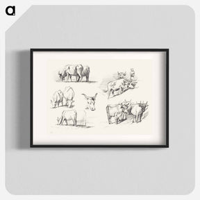 アートポスター-Studies of Cattle - ジョン シンガー サージェント Poster.