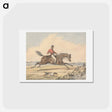 アートポストカード-Foxhunting: Rider Approaching a Fence by a Pond, Hound Swimming Through
 - イェール大学アートギャラリー Postcard.