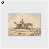 アートポストカード-Foxhunting: Rider Approaching a Fence by a Pond, Hound Swimming Through
 - イェール大学アートギャラリー Postcard.