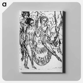 アートパネル-Three Acrobats at the Rings - エルンスト ルートヴィヒ キルヒナー Canvas.