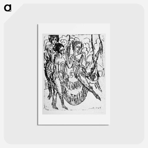 Three Acrobats at the Rings - エルンスト ルートヴィヒ キルヒナー Postcard.