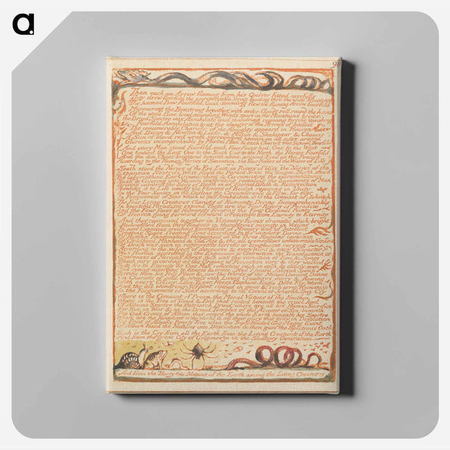 アートパネル-Jerusalem, Plate 98, "Then each an Arrow flaming...." - ウィリアム ブレイク Canvas.