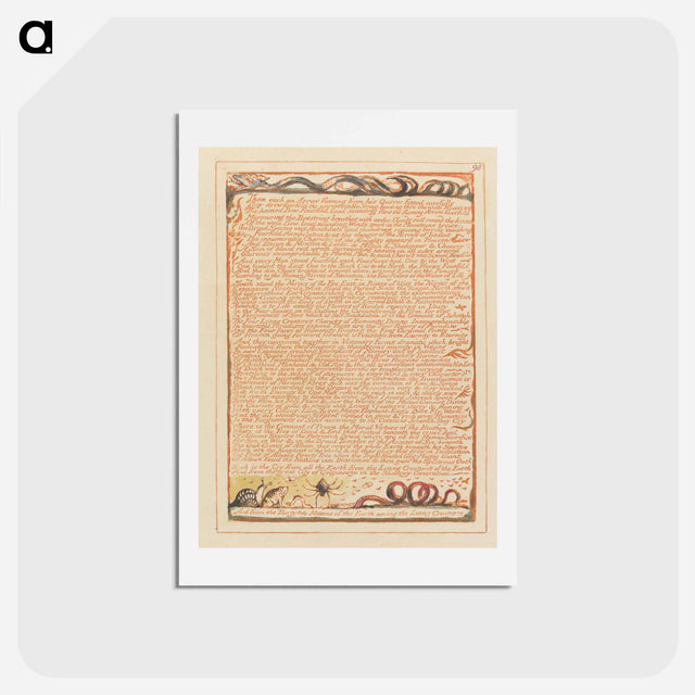 アートポストカード-Jerusalem, Plate 98, "Then each an Arrow flaming...." - ウィリアム ブレイク Postcard.