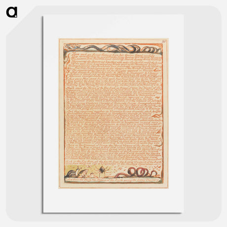 アートポスター-Jerusalem, Plate 98, "Then each an Arrow flaming...." - ウィリアム ブレイク Poster.