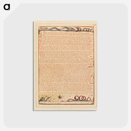 アートポストカード-Jerusalem, Plate 98, "Then each an Arrow flaming...." - ウィリアム ブレイク Postcard.