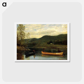 アートポストカード-Men in Two Canoes - アルバート ビアスタット Postcard.