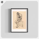 Sketch of a seated male nude - アーノルド ピーター ワイズ クビンチャン Poster.