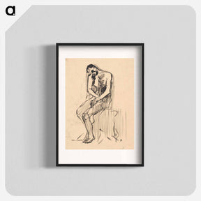 アートポスター-Sketch of a seated male nude - アーノルド ピーター ワイズ クビンチャン Poster.