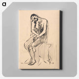 Sketch of a seated male nude - アーノルド ピーター ワイズ クビンチャン Canvas.