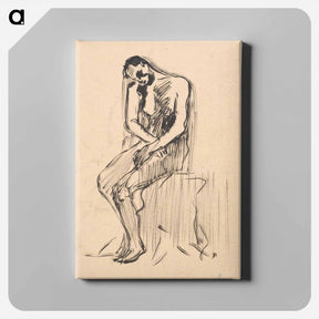 アートパネル-Sketch of a seated male nude - アーノルド ピーター ワイズ クビンチャン Canvas.