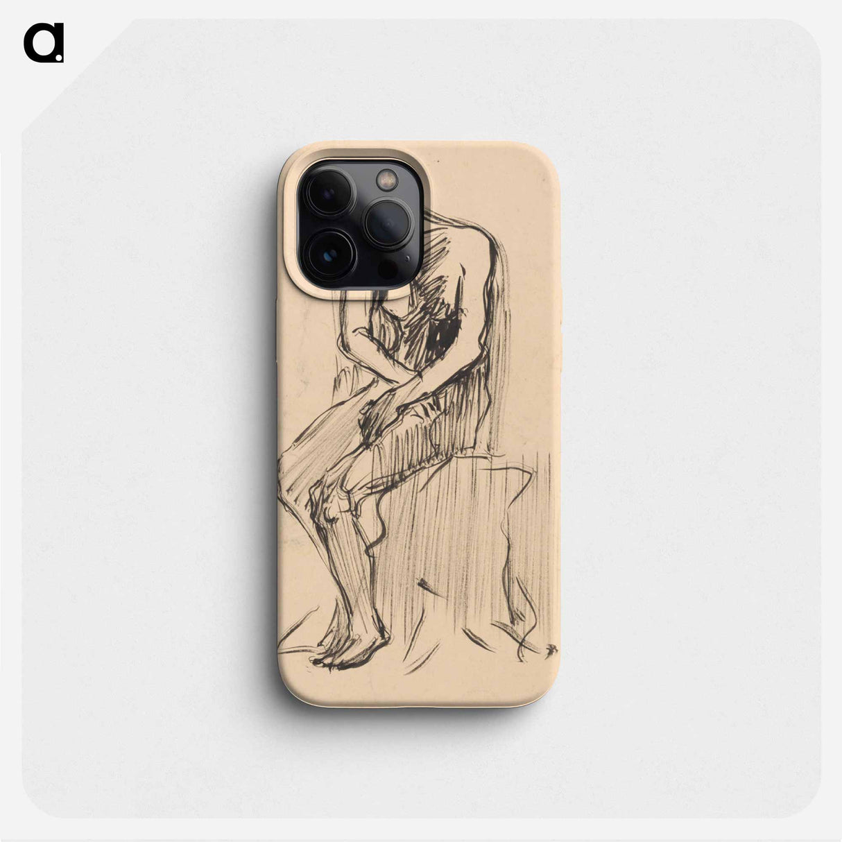 Sketch of a seated male nude - アーノルド ピーター ワイズ クビンチャン Phone Case.