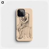 Sketch of a seated male nude - アーノルド ピーター ワイズ クビンチャン Phone Case.