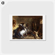 アートポストカード-Arab Horses Fighting in a Stable - ウジェーヌ ドラクロワ Postcard.