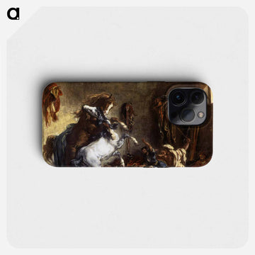 Arab Horses Fighting in a Stable - ウジェーヌ ドラクロワ Phone Case.