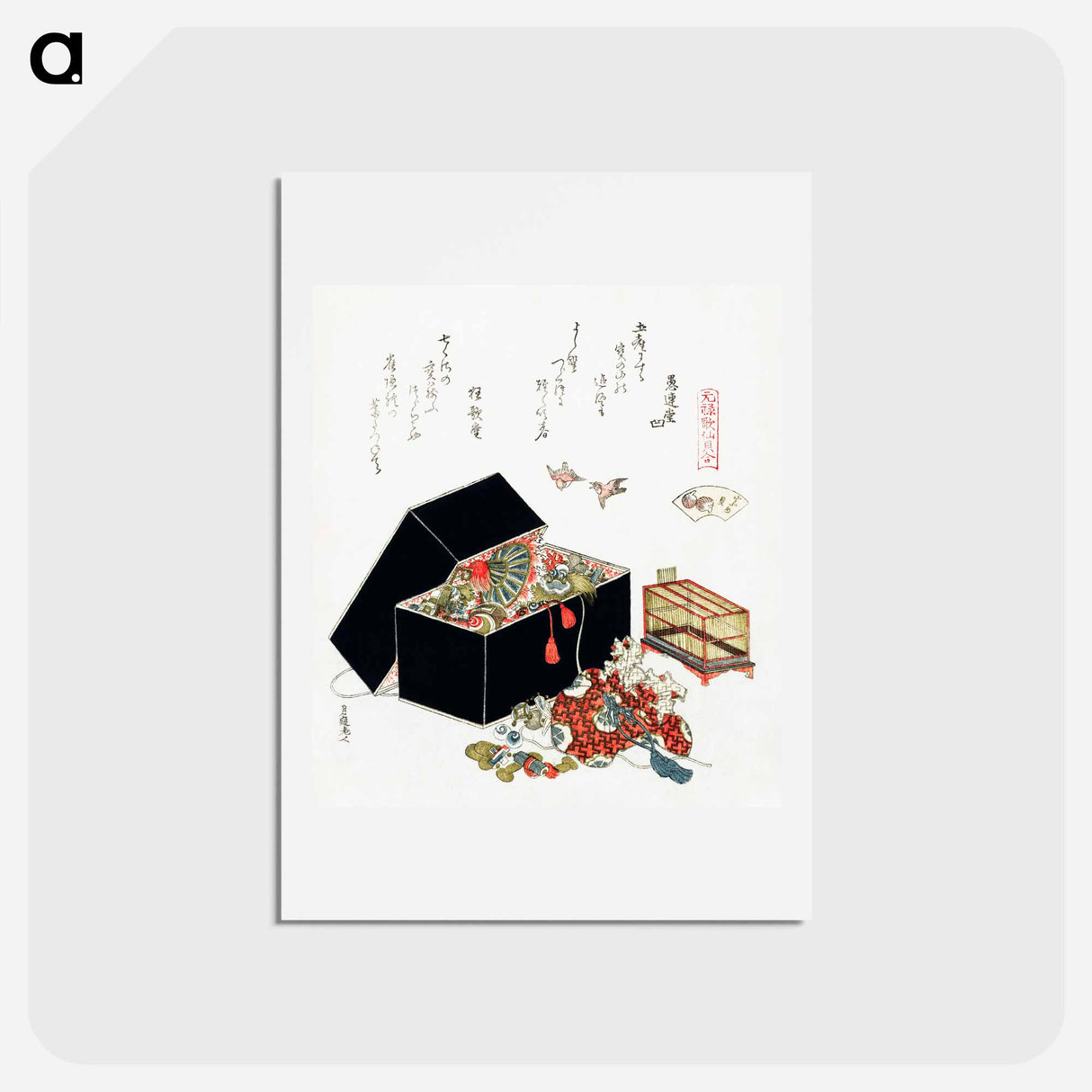 アートポストカード-Hokusai's Vintage Japanese jewelry box - 葛飾 北斎 Postcard.